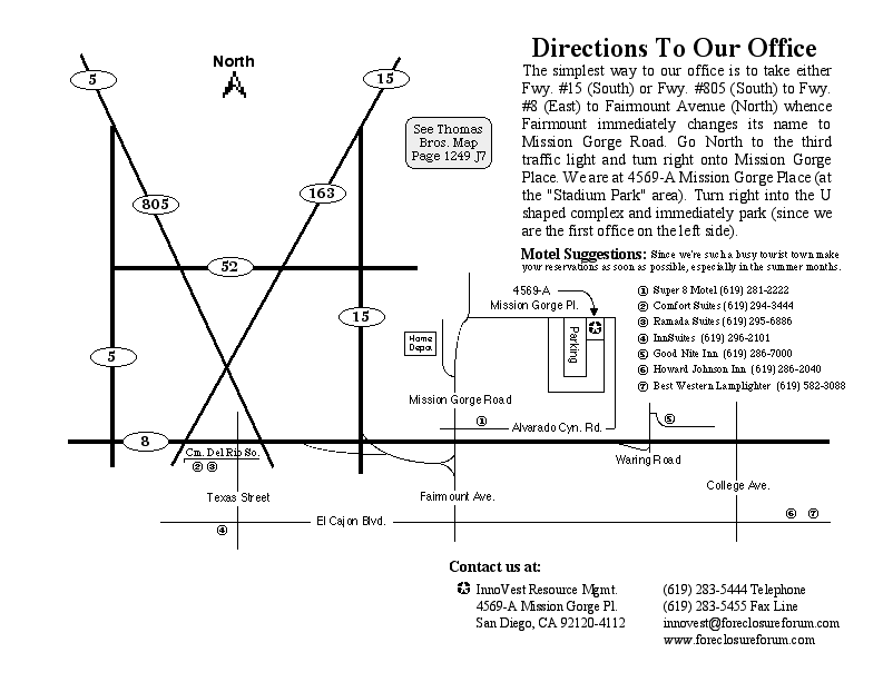 Map with hotels/motels