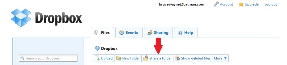 DropBox Share a Folder Tab