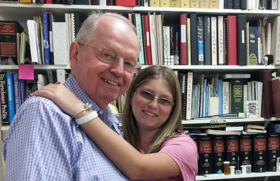 Grandpa Ward and Elsa at the office.