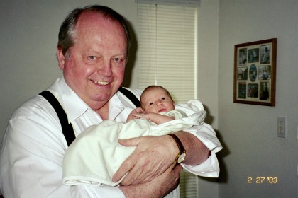 Grandpa Ward and new granddaughter, Helen.