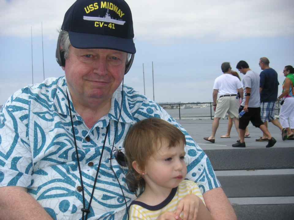 Grandpa Ward and Helen aboard the USS Midway