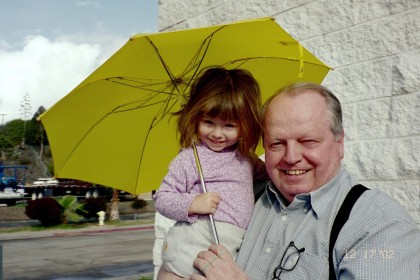 Grandpa Ward with Elsa and her new umbrella.